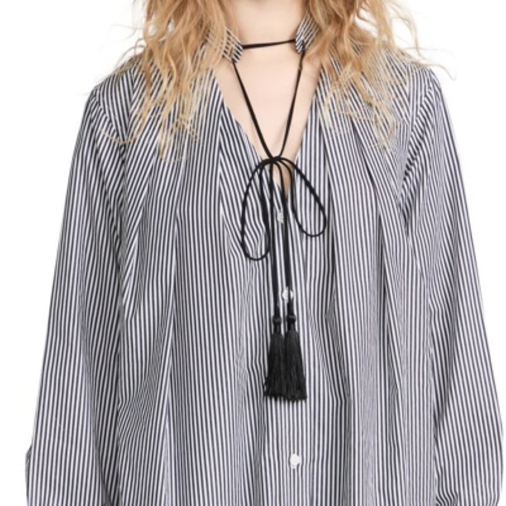Victoria Beckham Designer Pleated Poplin Button Down size 4 NWT - Picture 2 of 13